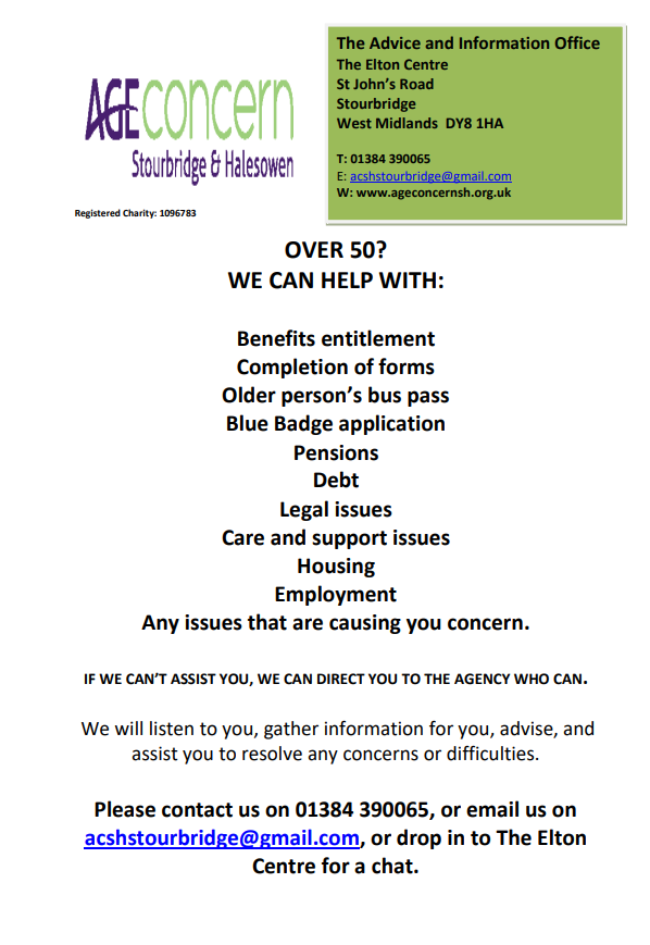 Age Concern Stourbridge (Elton Centre) - Advice and Information